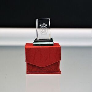Bride and Groom Mini Glass Paperweight Ornament Laser Cut Etched Clear Glass